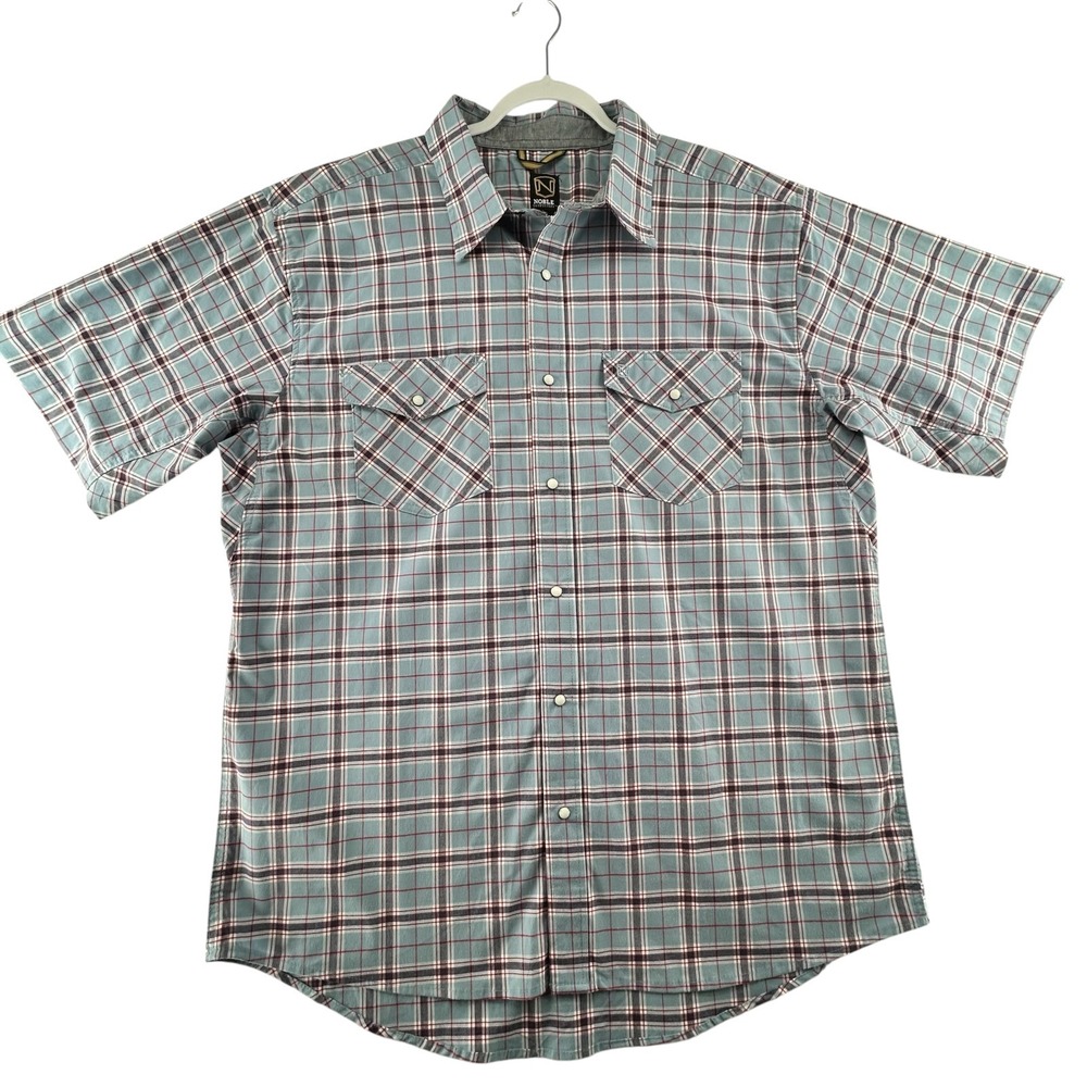 Noble Outfitters Plaid Pearl‎ Snap Shirt Mens XXL Tall 2XXLT  Short Sleeve Gorp
